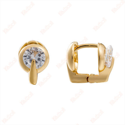 gold plated zircon stud earrings